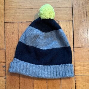 freecity Striped Black and Gray Cashmere Beanie